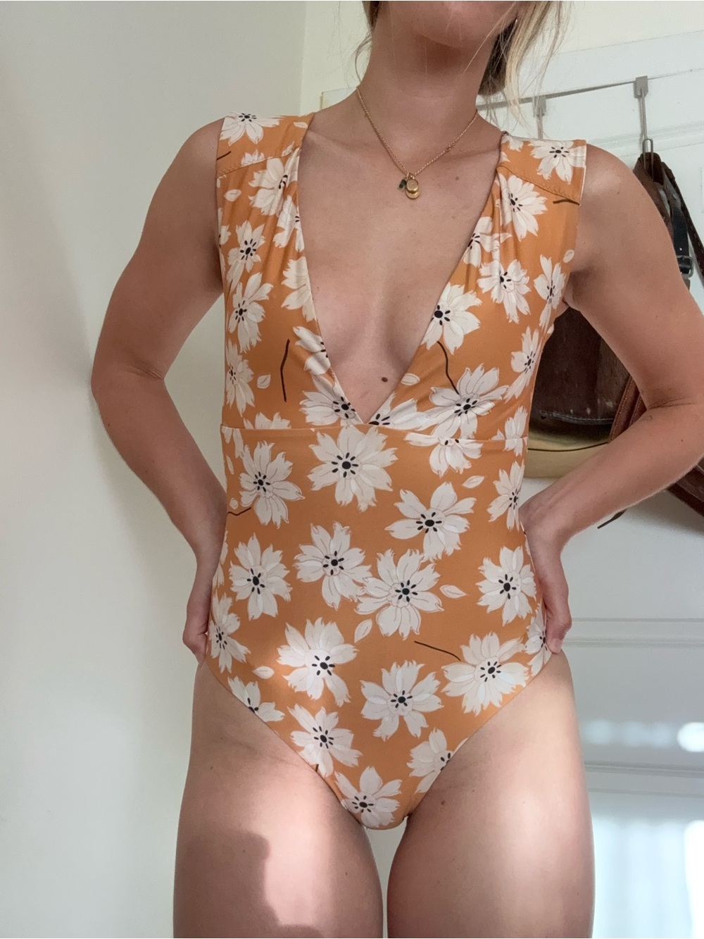 Stone Fox Swim Mustard Yellow Floral One-Piece Swimsuit